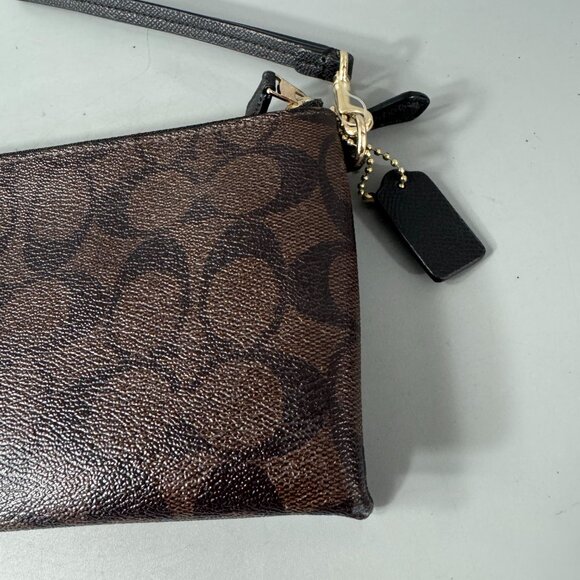 Coach C53563 Brown Leather CC Signature Double Zippered Wallet/Wristlet - Picture 7 of 12